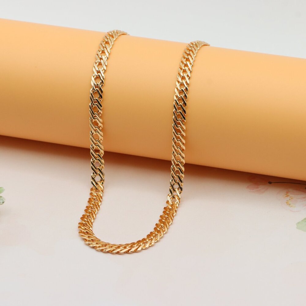 Chunky Rose Gold Curb Chain Necklace with Heart Charm, XPNL0255